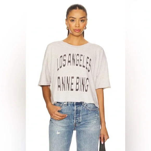 Anine Bing Women's Distressed cropped Johnny Tee - Picture 2 of 8